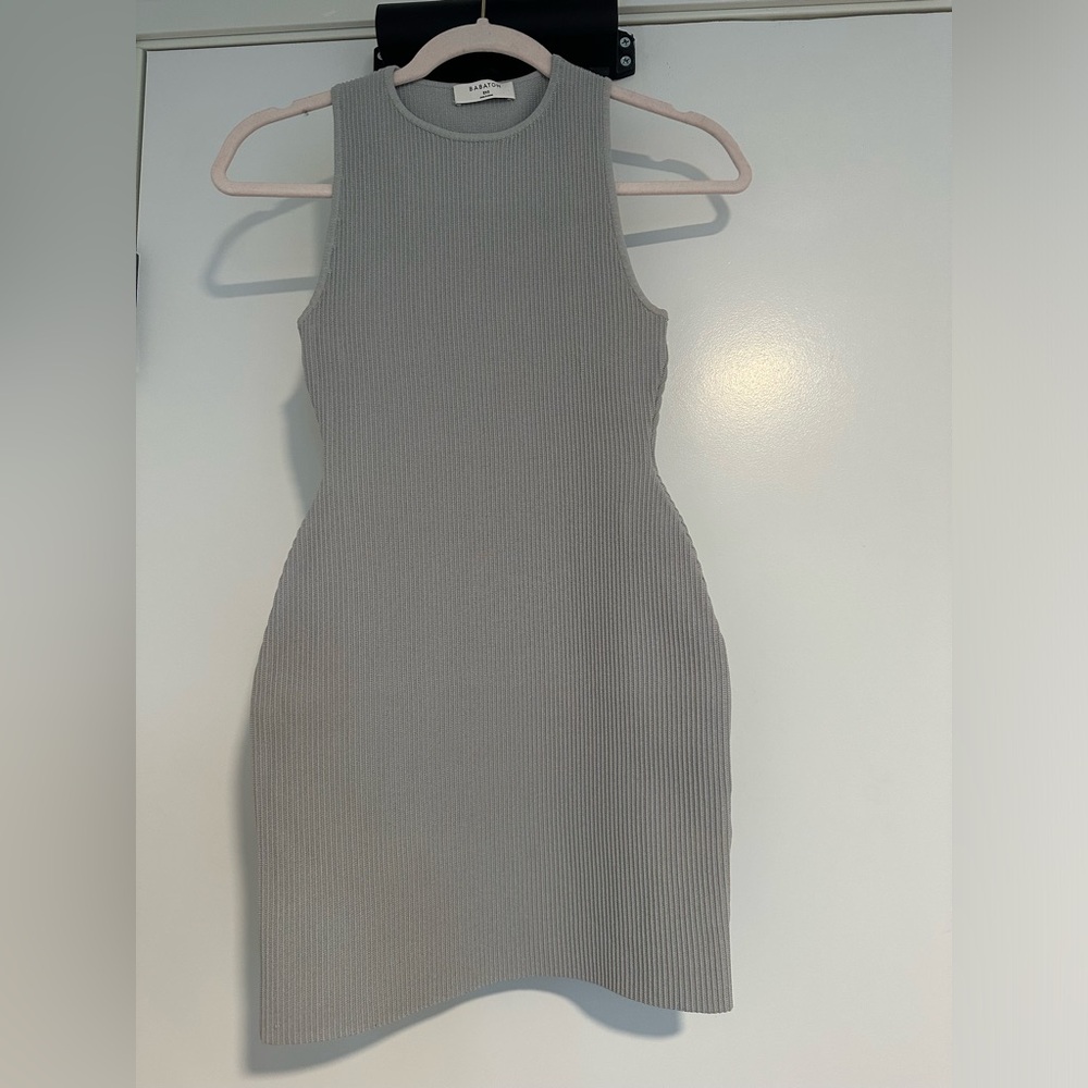 Aritzia Babaton Blue Grey Sleeveless Mini Dress 2XS XXS nwot